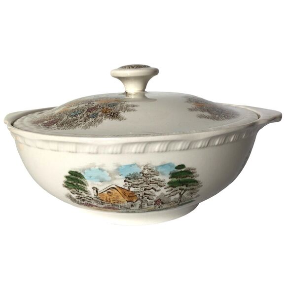 Alfred Meakin Famous Cottages Covered Dish John Peel Cottage 8 1/2" England - Picture 1 of 6